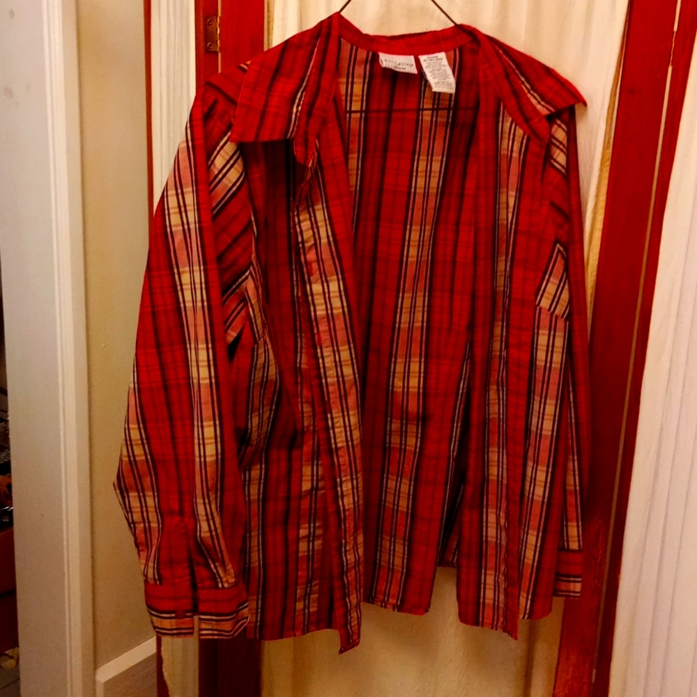 White Stag plaid blouse